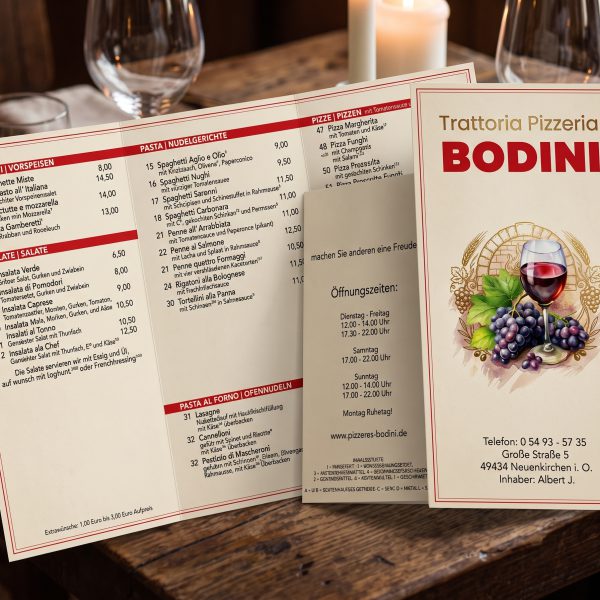 Speisekarte der Pizzeria Bodini